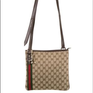 Authentic Gucci GG Canvas Jolicoeur Messenger Crossbody Bag
